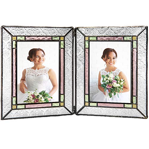 J Devlin Pic 137-46-2 Stained Glass Picture Frame Colorful Pale Purple Pink Green Family Wedding Photo Frame Multiple Sizes 4x6 Double