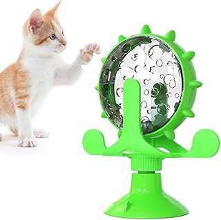 Cat Intelligence Toy, Interactive Snack Dispenser Toy for Pets, Balance Wheel, Cat Toy, Exercise Wheel, Feeding Toy with Suction Cups for Dogs and Fumbling Board for Cats (Green) product image