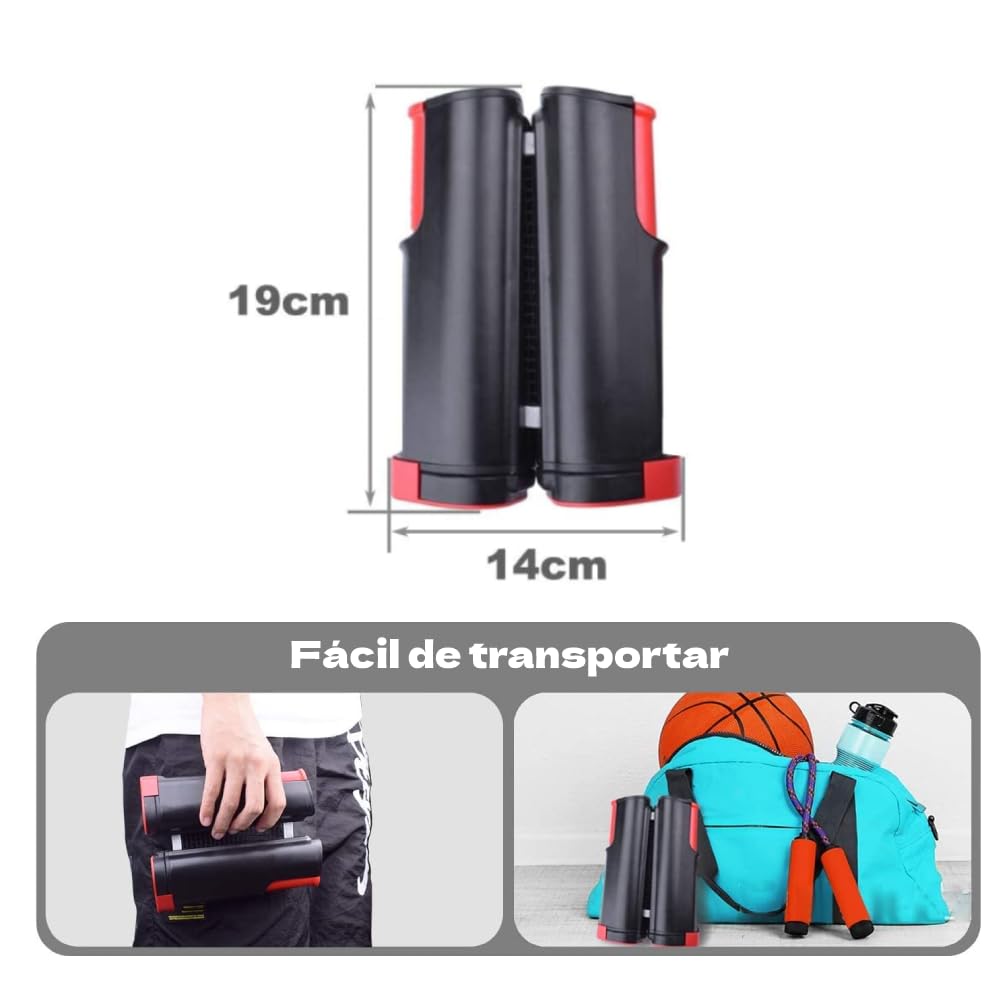 DEVESSPORT Set de Ping Pong con Red Retráctil | 2 Palas + 3 Pelotas + Red Ajustable | Red Ajustable para Mesas de Ping Pong | Juego Portátil para Interior y Exterior