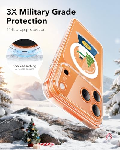 Image of ESR for iPhone 17 Pro Case, Camera Control Cover, Compatible with MagSafe, Shockproof Military-Grade Protection, Magnetic Phone Case for iPhone 17 Pro, Classic Hybrid Case, Christmas Globe