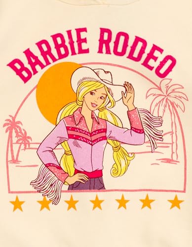 Barbie Rodeo Big Girls Fleece Pullover Hoodie and Flare Leggings Outfit Set Logo Cream/Pink 10-12 - image 5