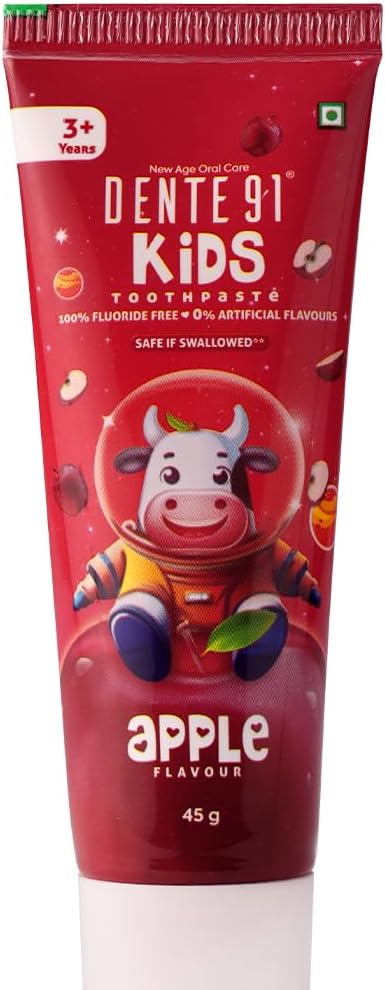 Dente91 Kids Toothpaste, Protects against dental caries & Hypersensitivity, Fluoride Free, Apple Flavour - 45g