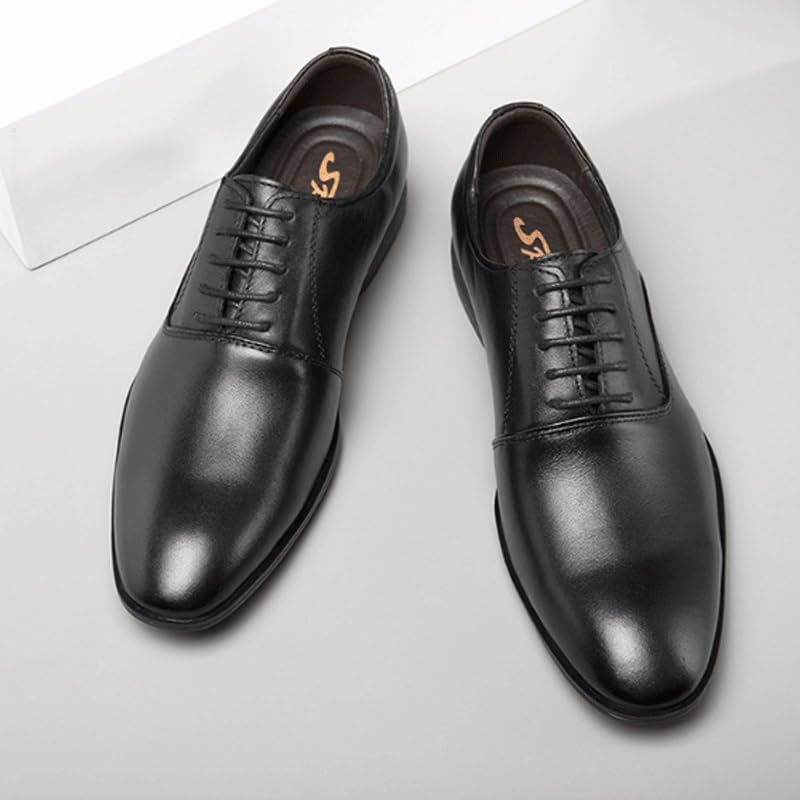 Men's Genuine Leather Lace Up Oxfords Comfort Wide Toe Non-Slip Dress Shoes Office Working Premium Leather Derby2