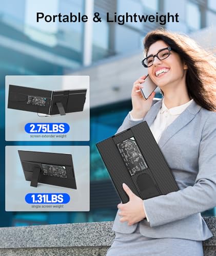 Image of ZUMWALT 15.6 inch Laptop Screen Extender, 1080P FHD Detachable Laptop Monitor Extender, Dual Monitor for 13-17 inch Laotop, Plug and Play Portable Monitor Compatible with Mac /Windows /Android /Chrome /PS5