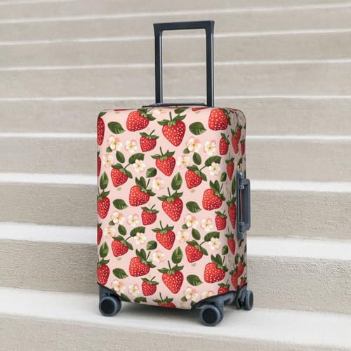 Strawberry Flower Print Travel Luggage Covers, Washable Suitcase Covers Protector for Luggage 18-32 Inch High Elasticity 6