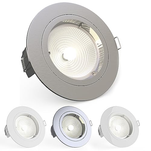 National Lighting Recessed Lighting - Mains Powered LED Spot Lights Downlights for Ceiling - IP20 Rated GU10 Fitting for Halogen or LED - Satin Nickel Finish, Fixed Version