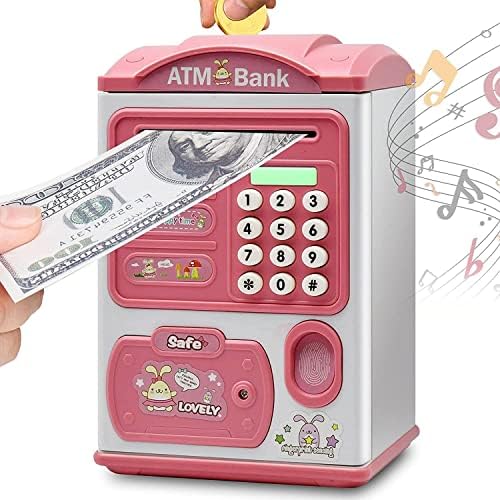BAREPEPE Premium Piggy Bank for Kids Electronic ATM Money Bank with Password&Finger Sensor Lock
