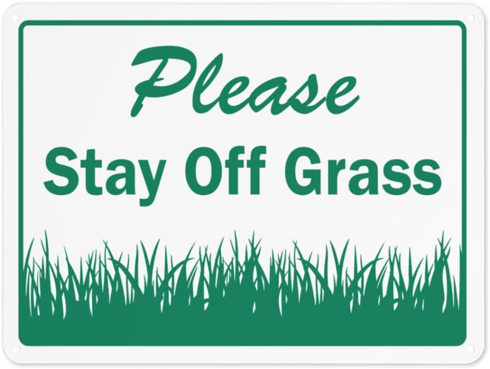 Warning Notice Keep Off Grass Please Stay Off Grass Rust Free Aluminum Tin Sign - Traffic Safety Decor with Pre-Drilled Holes for Workplace, Garden - 12x8 Inch​