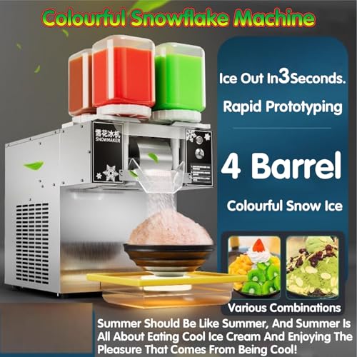 Electric Snow Cone Maker - Commercial Ice Machine with 10-Speed Adjustable Turntable, High-Efficiency Cream Ice Crusher Shaver for Parties and Events