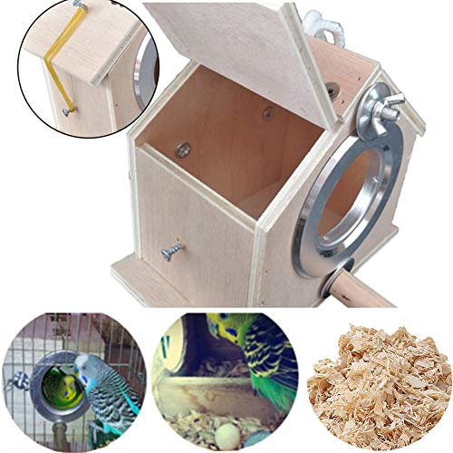 Image of alfyng Parakeet Nest Warm Box, Bird Breeding Box, Parrot Wood House Nesting Box, Parrotlets Budgie Mating Box, Aviary Cage Box for Lovebirds, Cockatiel, with Birds Stand Perch