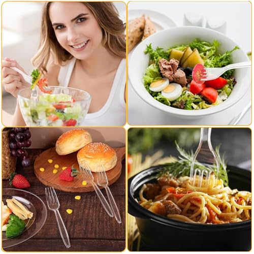 Plastikgabel 100 Stück | Plastikbesteck Plastikgabeln | Mehrweg & Robust Plastik Gabel | 12cm Kuchengabeln Plastik | Spülmaschinenbeständig gemäß