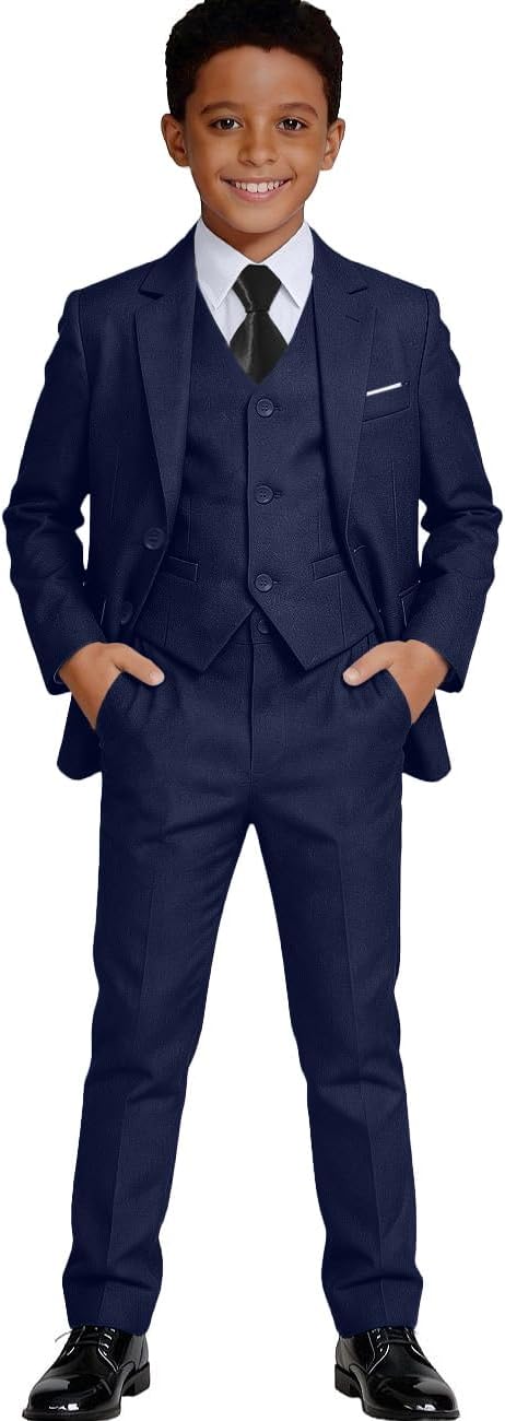 Visaccy Boys Formal Suit Slim Fit Tuxedo Suits for Kids Ring Bearer Outfit