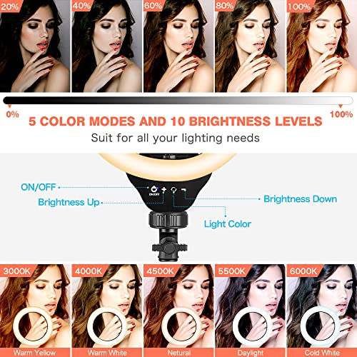Aureday 12” Led Ring Light With Stand And Phone Holder, Video Light 3000K-6000K Dimmable Selfie Ringlight For Youtube Video/Live Stream/Makeup #TOP1