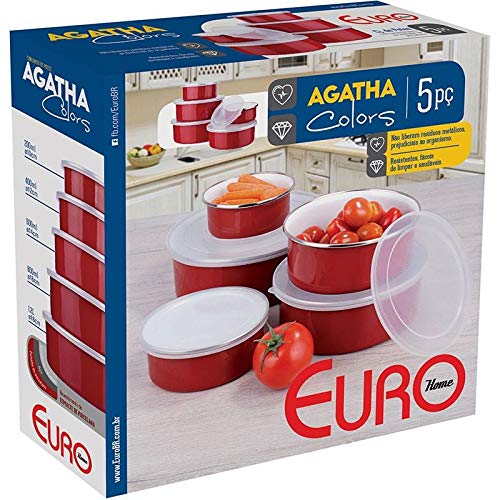 Conjunto Potes Agatha 5 Peças Euro Vermelho