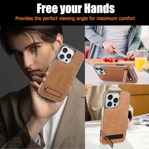 Coque iPhone 16 Pro Max marron avec béquille pour visionnage