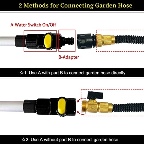 Buyplus 5-12 Foot (20 Ft Reach) Car Wash Brush With 12-Inch Soft Bristle, On/Off Switch Telescopic Car Truck Boat Washing Brush With Hose Attachment For Cleaning Rvs, House Siding, Floors And More! #TOP4