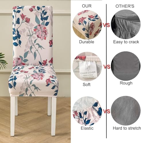 Image of Styleys Chair Covers for Dining Room, Stretch Dining Chair Cover, Washable Spandex Kitchen Chair Slipcovers (Set of 4, Natural Scenery, SD3220)