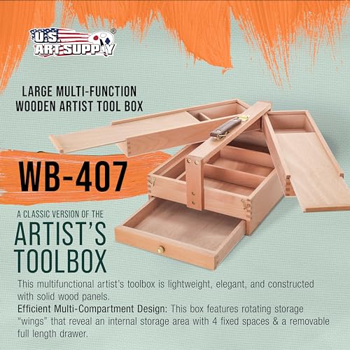  U.S. Multi-Function Artist Tool Supply Box with Locking Clasps
| Wooden Art Box for Brushes and Pencils
| Tool Storage 