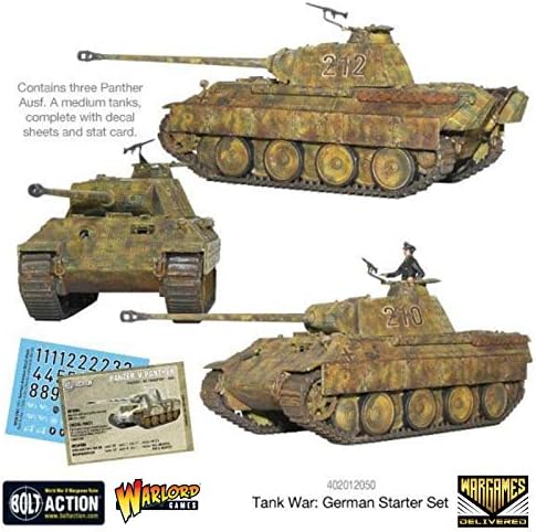 Wargames Delivered - Tabletop Tanks Miniatures Game - World War Strategy Board Games - Warlord Games Bolt Action: Tank War German Starter Set - 28mm