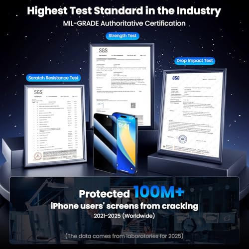 Image of Uyiton for iPhone 16 Pro Max Privacy Screen Protector, [Easy to Install] [Zero Bubble] Shatterproof Full Coverage Anti-Fingerprint & Scratch Proof Tempered Glass, 2 Pack