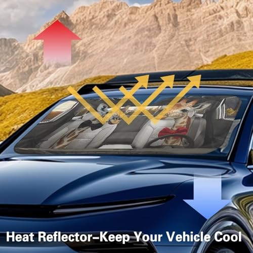 Image of Funny Giraffe Sun Shade for Car Windshield Foldable Front Windshield Shade for Sun Auto Vehicle Shield Reflector Blocking Screen Cover Fit Car Front Window for Trucks SUV Van