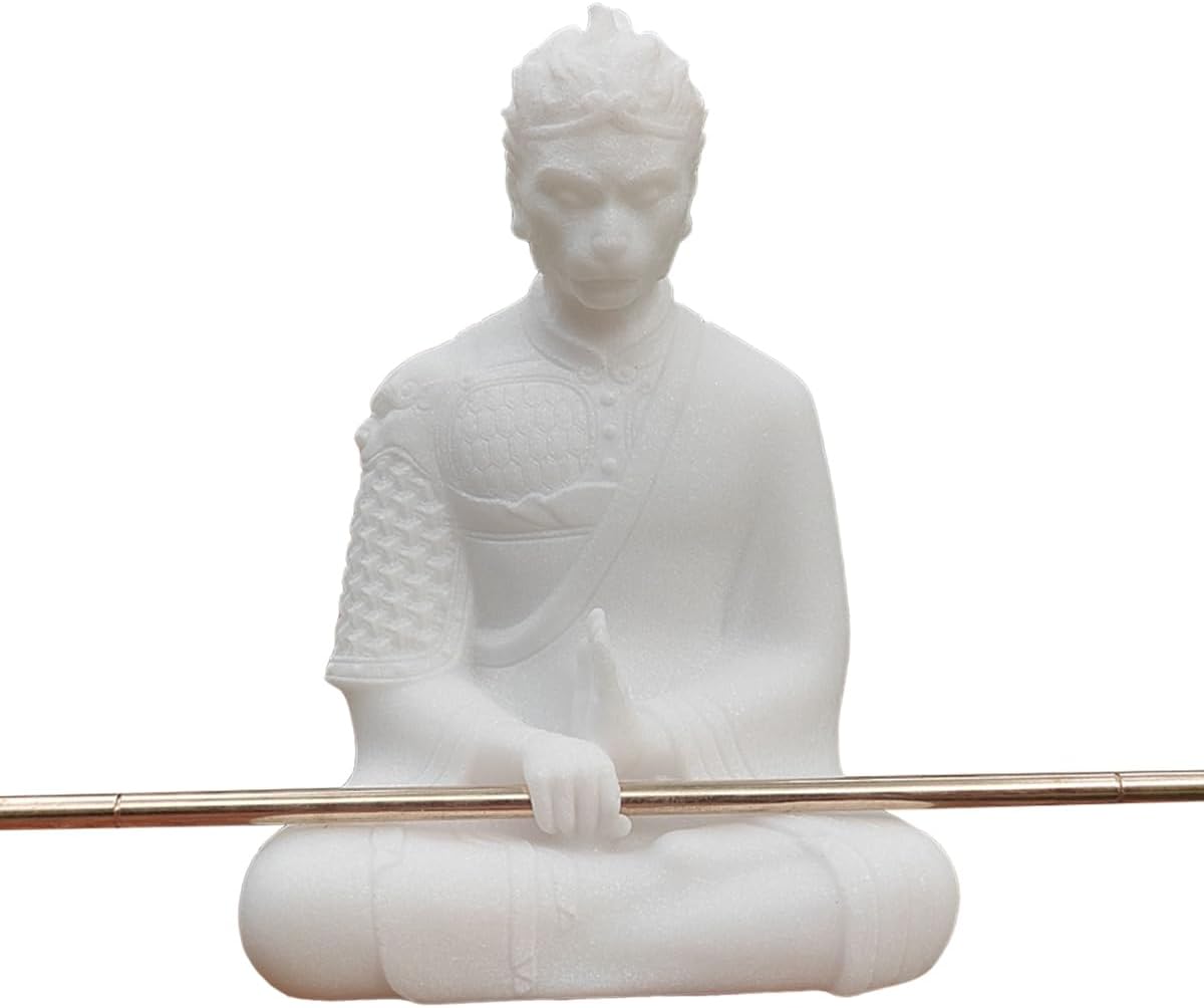livelyfish Aquarium Sun Wukong Statue Monkey Kings Buddha Statues Zen Sandstone Figurines for Fish Tank Garden Aquarium Decor (White)