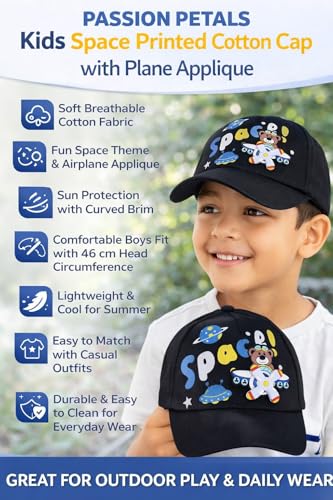 Image of PASSION PETALS Summer Dino Rockstar Baseball Cap for Kids Boys and Girls 2-4Years