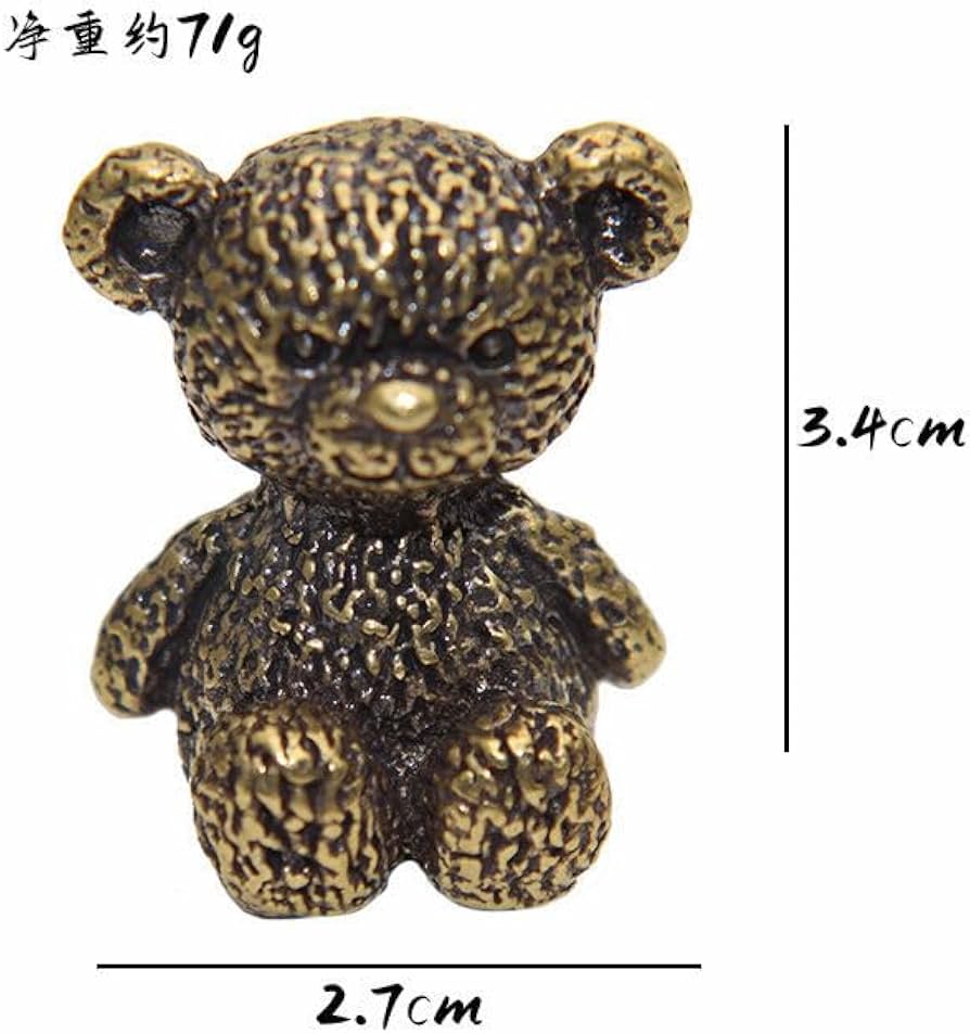 Amazon.com: BAIKANIAO 3.4cm vintage brass mini teddy bear statue