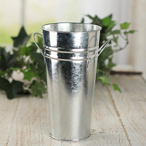 Factory Direct Craft Rusty French Metal Planter - Rusted Tin Flower Bucket with Handles for Vase or Decorations (Size: 9" H x 4-7/8" Dia.)