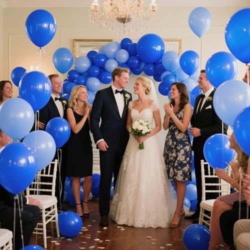 Image of Blue Balloon 110pcs, 12 Inch Thickened Latex Party Balloons Helium Bright Color for Birthday Baby Shower Wedding Party Supplies Arch Garland Decoration