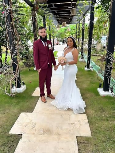 Men's 3 Piece Suit Men Slim Fit One Button Blazer Solid Wedding Party Suit Jacket Vest Pants Set4