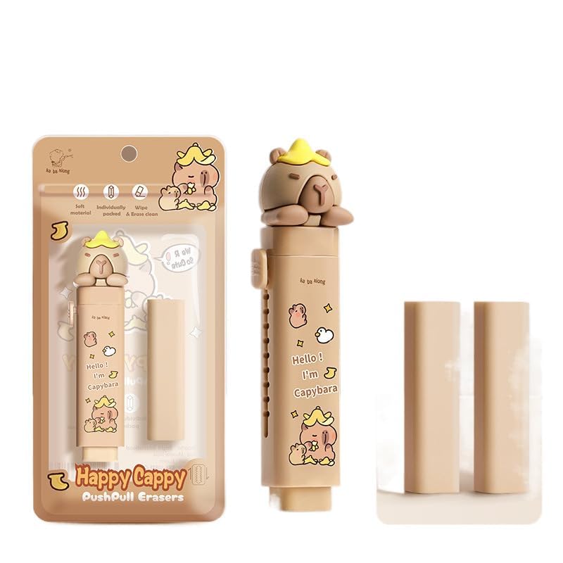 Image of Eraser for Kids - Happy cappy Cutter Shaped Eraser Set, Stationary Set for Kids, Rubber, Kawaii Erasers, Fancy for Birthday Return Gift - Pack of 2 (Happy cappy)