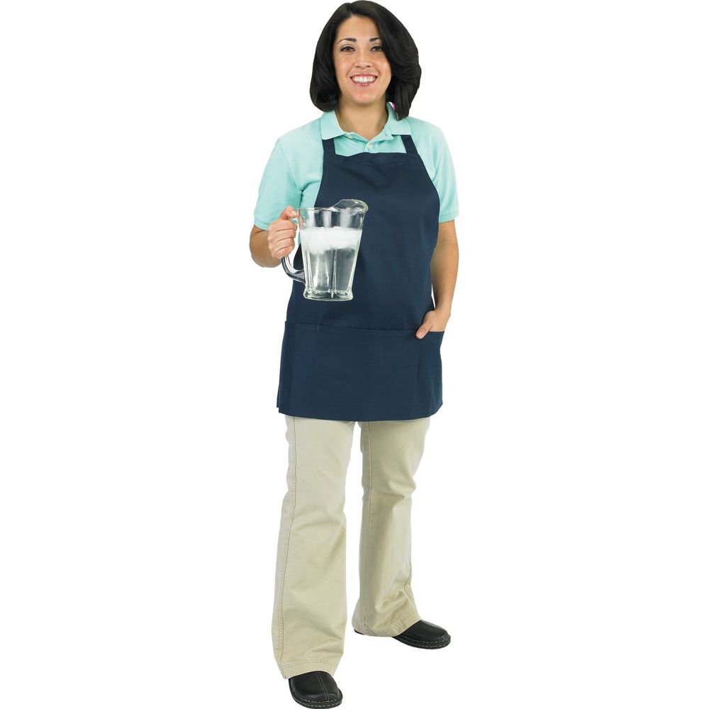 Chef renacimiento 602bafh Poly"frontal de la cámara profesional – Babero de algodón Delantal con bolsillo frontal de 3 compartimentos, 25 por 71,5 cm, color azul marino