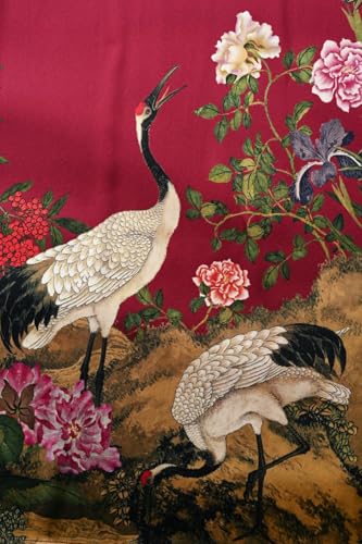 Image of Women's Silk Kimono Robe Short Bathrobe Nightgown 100% Mulberry Silk for Women - Classic Floral Pattern