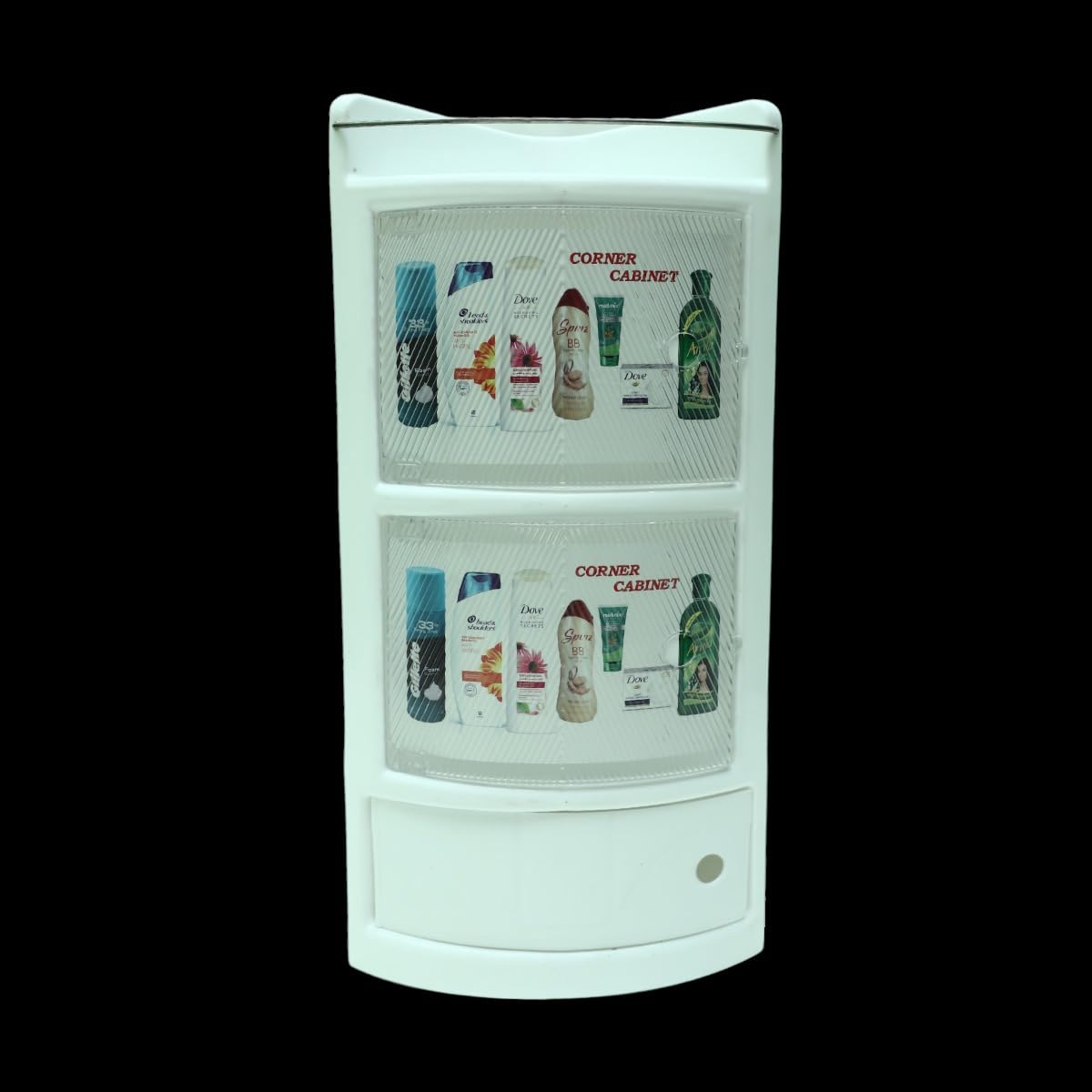 Zigma Plastic Bathroom Corner Cabinet With Shelf and Door, Without Mirror, Wall Mounted Multipurpose Organiser Storage for Home, Kitchen & Office Use (White)