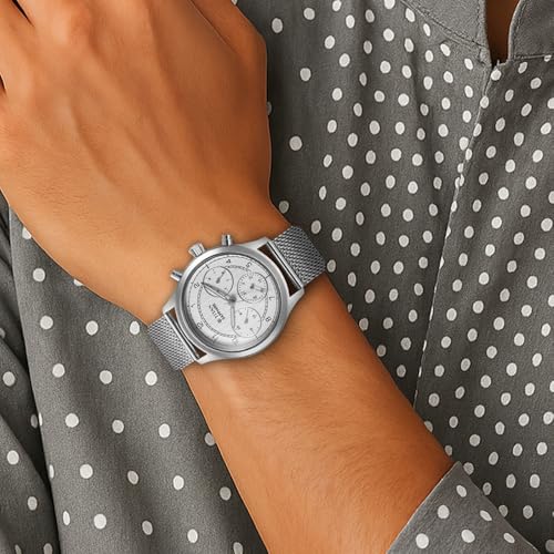 Image of Titan Sapphire Quartz Multifunction White Dial Silver Stainless Steel Strap Watch for Men - NT1874SM01