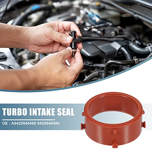Image of X AUTOHAUX Red Turbo Intake Seal Rubber Replacement A6420940480 for Mercedes-Benz R320 2007-2008 for Mercedes-Benz E320 2007-2008
