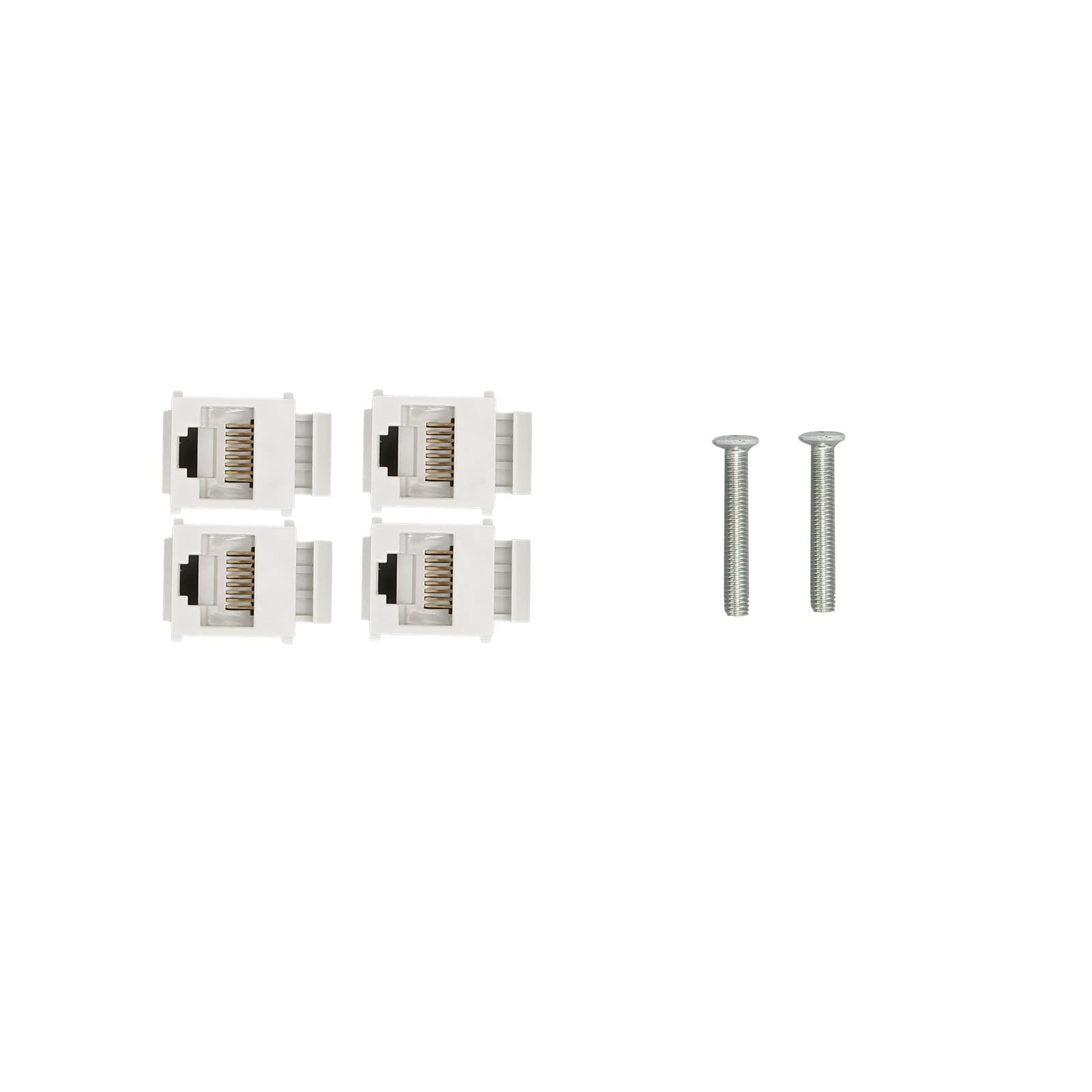 Piastra da Parete Ethernet 4 Porte, Piastra da Parete Jack Keystone Cat6 con Inserto Accoppiatore in Linea Keystone RJ45, da Femmina a Femmina, Bianco