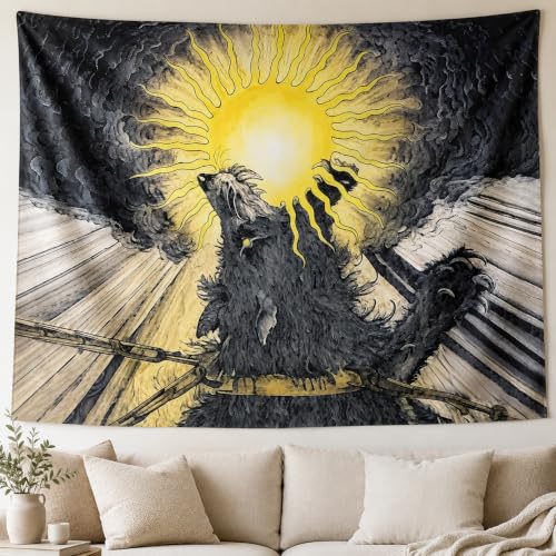 Xolytar Gothic Rat Angel Tapestry, Dark Sun Halo Wall Decor, 60x50 Inches