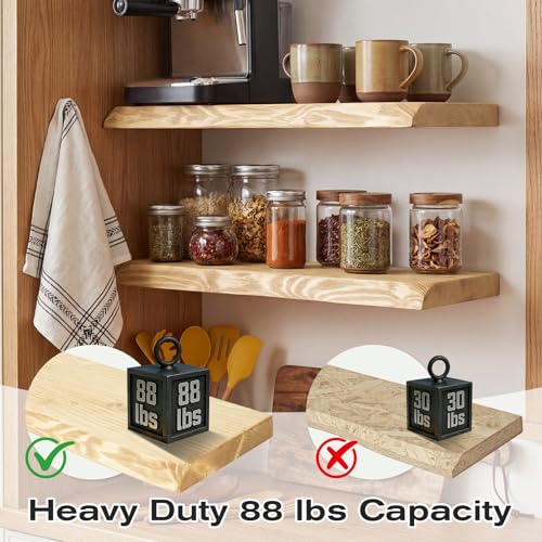 Image of 23.6 Inch Wood Floating Shelves for Wall, Set of 2 Heavy-Duty Wall Shelves with Sturdy Natural Wood Construction, Space-Saving Organizer for Bathroom, Bedroom, Living Room, Kitchen, and Office
