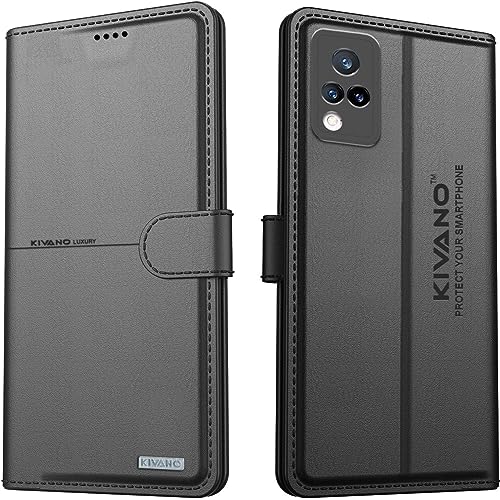 Image of KIVANO Compatible with Vivo V21 5G Flip Cover | Leather Finish | Inside Pockets & Inbuilt Stand | Shockproof Wallet Style Magnetic Closure Back Cover Case