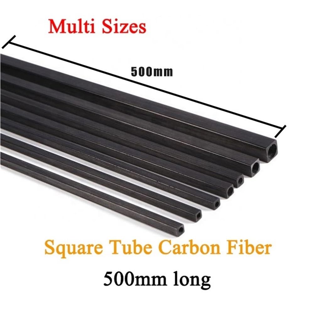 Tubo rectangular de fibra de carbono de 4 piezas, tubos de fibra de carbono con círculo interior y cuadrado exteri0r, tubo cuadrado de fibra de carbono(8x5x500mm)