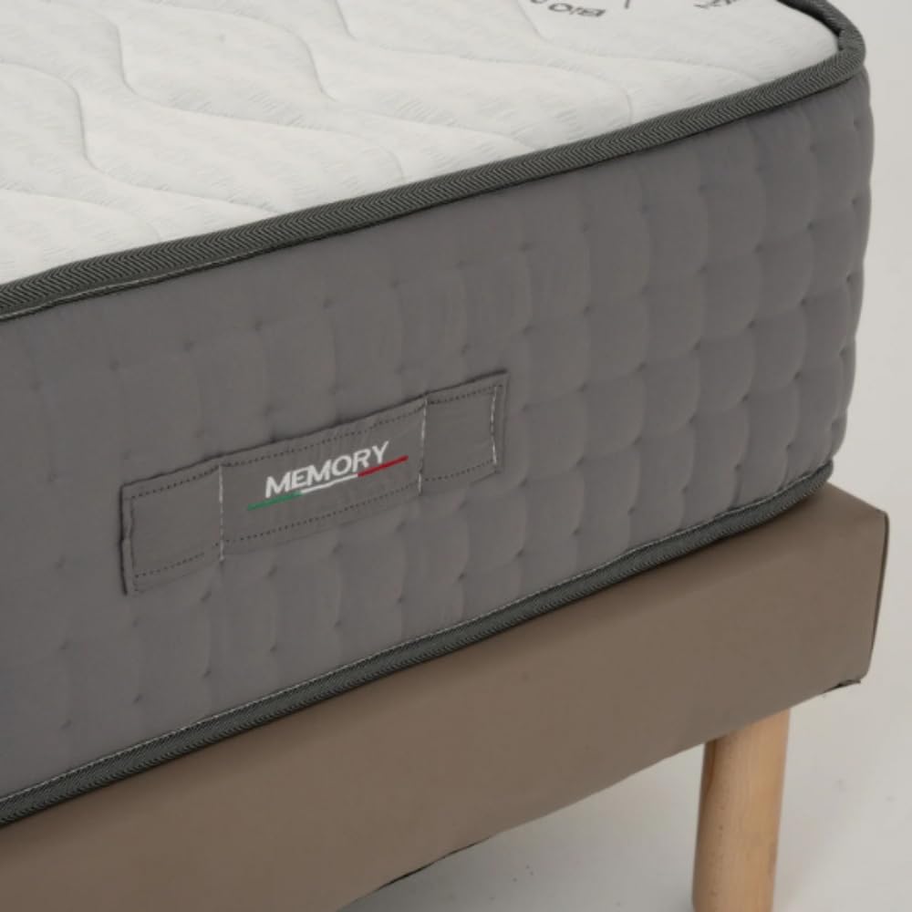 Materasso Matrimoniale Memory Foam 160x190 H25 | Tessuto traspirante | Antiacaro e Anallergico | Antibatterico e Ergonomico | Struttura indeformabile | 100% Made in Italy (Altezza: 25cm, 160x190)