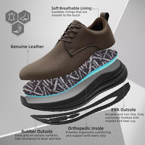 Men's Orthopedic Wide Toe Box Leather Dress Walking Shoes: Recovery Arch Support Metatarsal Plantar Fasciitis Heel Spurs Casual Sneakers, Classic Hammer Toes Formal Oxfords Brown Size 102