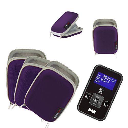 Navitech Portable Purple Hard Water Resistant mp3 / Mini DAB FM Digital Music Player Radio Case/Cover Compatible with The Azatom Pro Sports S1