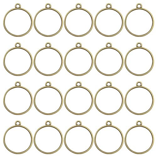 Open Bezels for Resin,50pcs Round Open Back Bezel Pendants Resin Casting Frame Pendant Geometric Open Frame Pendant for Earrings,Necklace,Bracelet,DIY Crafts(Ancient Cyan)