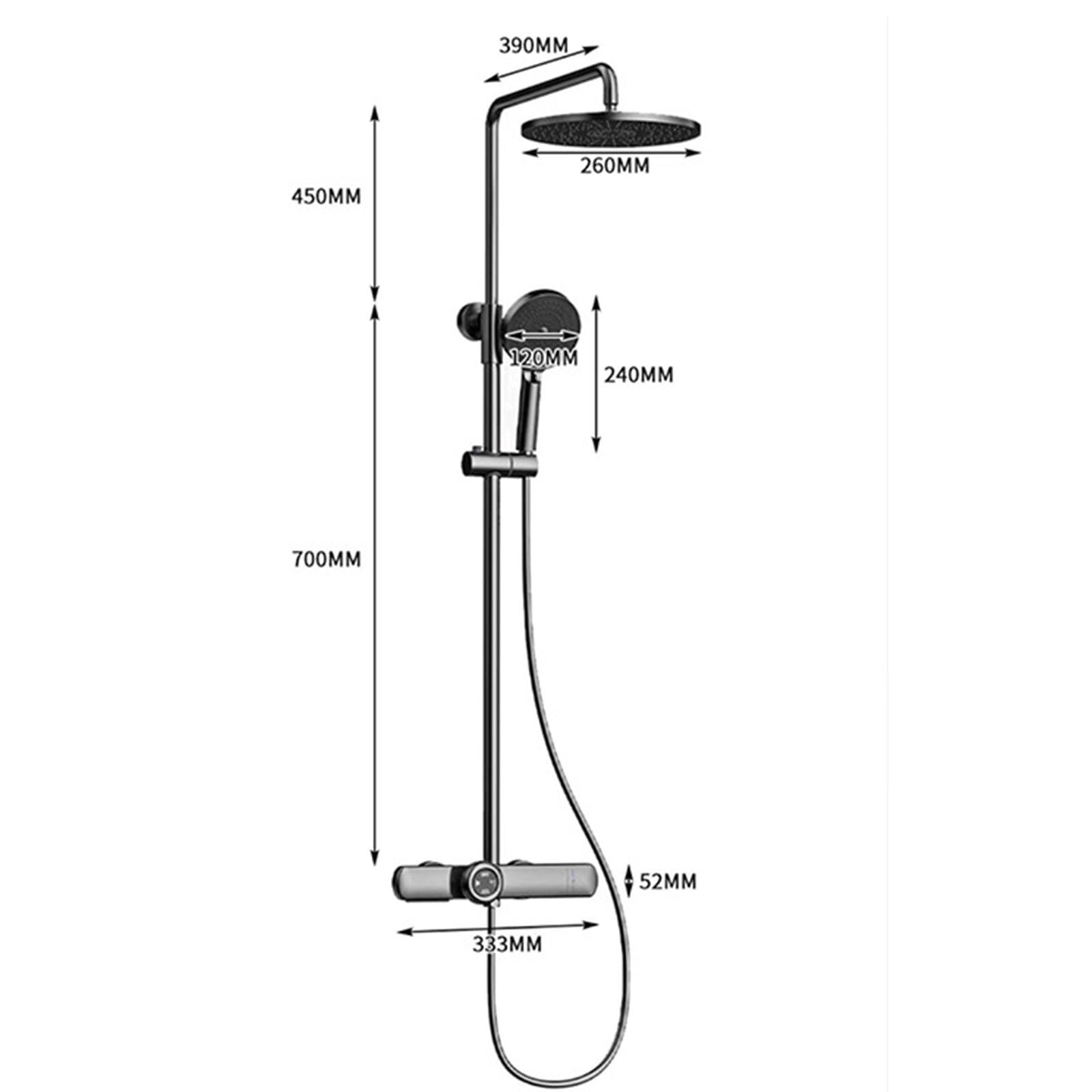 Doccia Bagno Completa con Miscelatore Grigio Canna di Fucile | Soffione Doccia Rotondo Regolabile Asta Doccia Regolabile in Altezza, Maniglia Singola