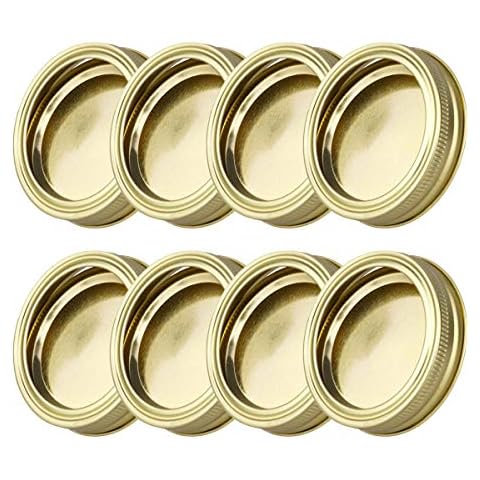 inhzoy 5/8 Pack Stainless Steel Mason Jar Lids Reusable and Leak Proof Canning Jar Lid Storage Caps Replacements for Regular Mouth/Wide Mouth Size Jars Gold 70mm Cover