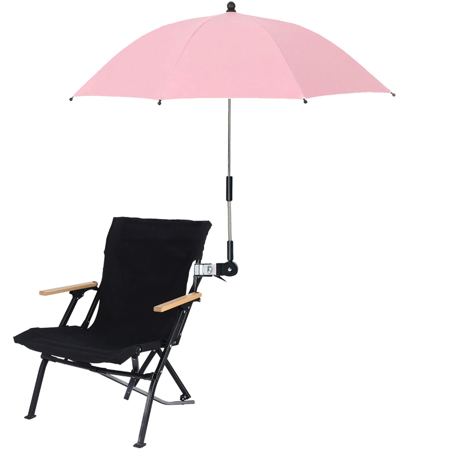 Ehoter Pink Portable Chair Umbrella With Clamp Clip On Parasol Stroller Umbrella Pushchair Anti-Uv Parasol Sun Shade For Beach Chairs Stroller Or Wheelchairs Uv Protection Sun Shade (Pink)
