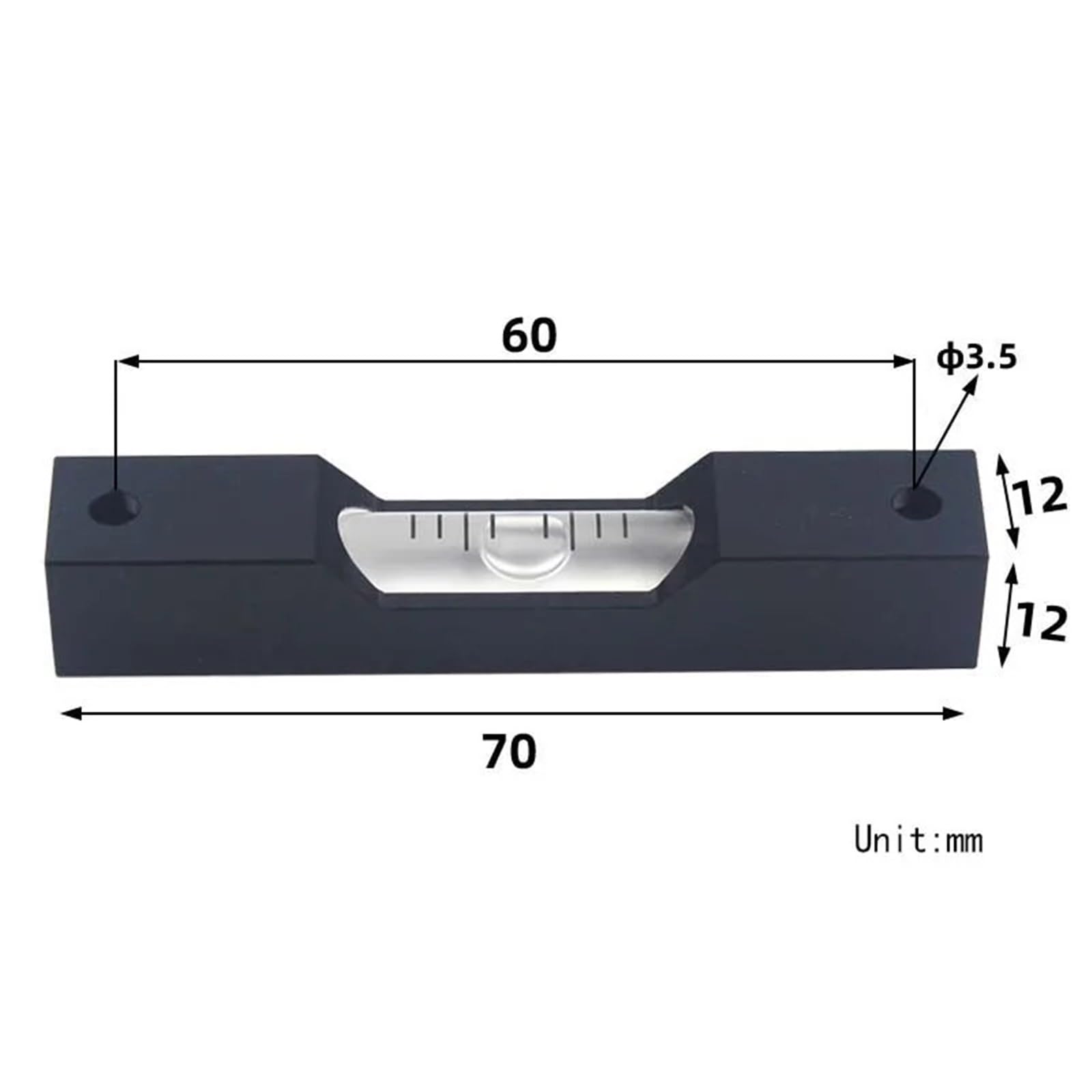 Fiala di livella a bolla a striscia lunga multi sensibilità da 70 mm(1.2mm in White)